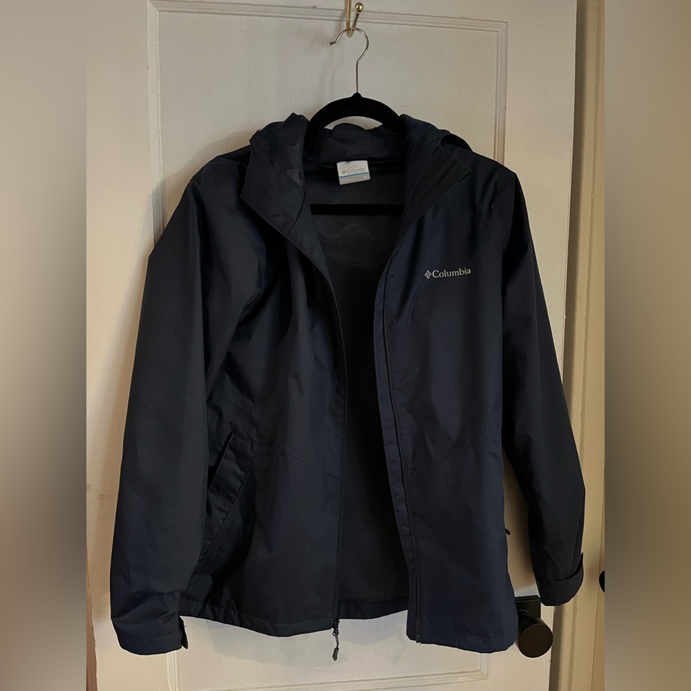 Blue rain jacket
